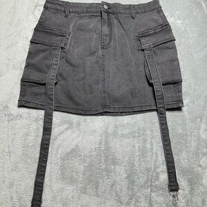 Dark Gray Cargo Mini Skirt